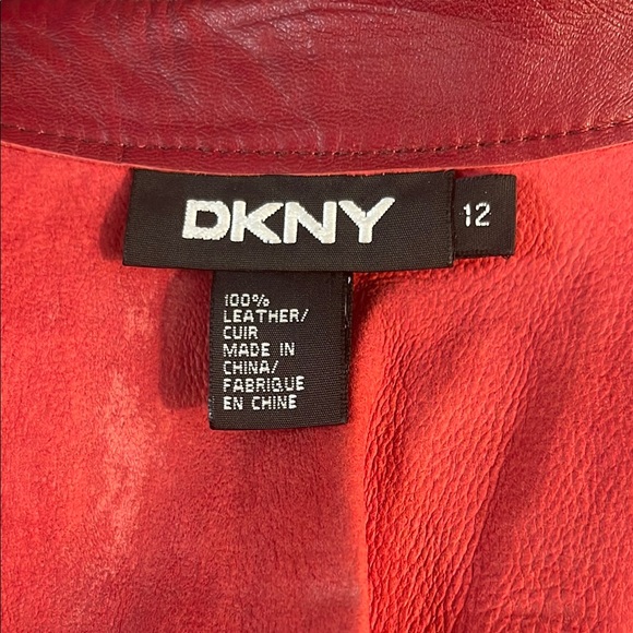 DKNY Red Leather Jacket - Picture 6 of 9